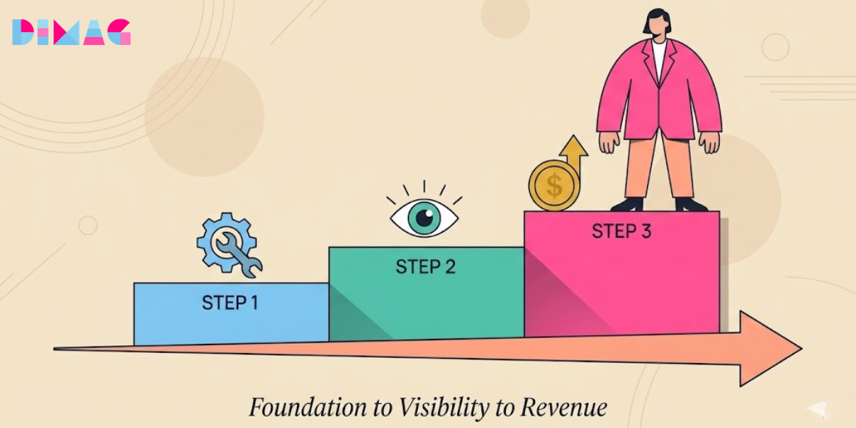 Timeline visualization showing the three phases of affordable local SEO results from foundation work in months 1-2 through visibility gains in months 3-4 to revenue contribution in months 5-6